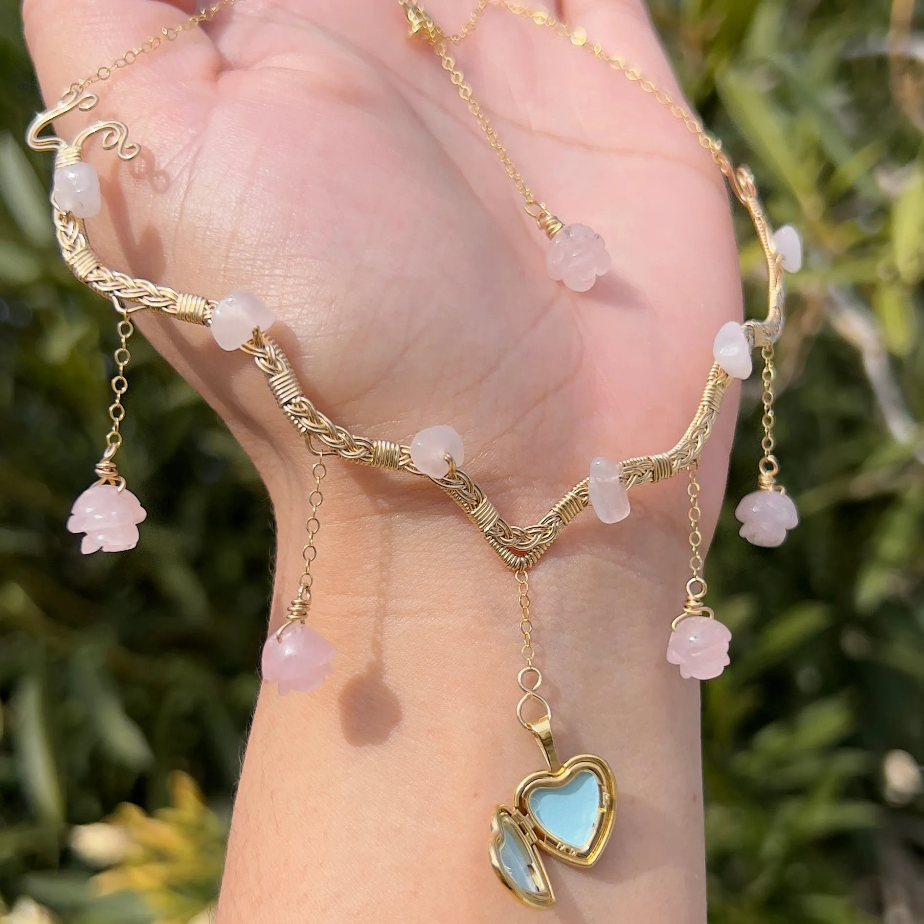 Astraea Lovers Locket Rose Quartz 14KGF ✵
