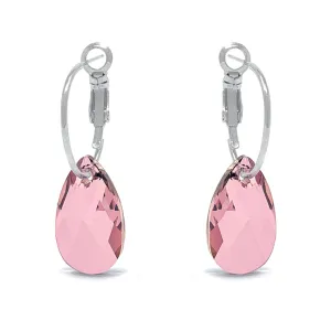 Aurora Small Drop Earrings with Beige Antique Pink Pear Crystals from Swarovski Silver Toned Rhodium Plated