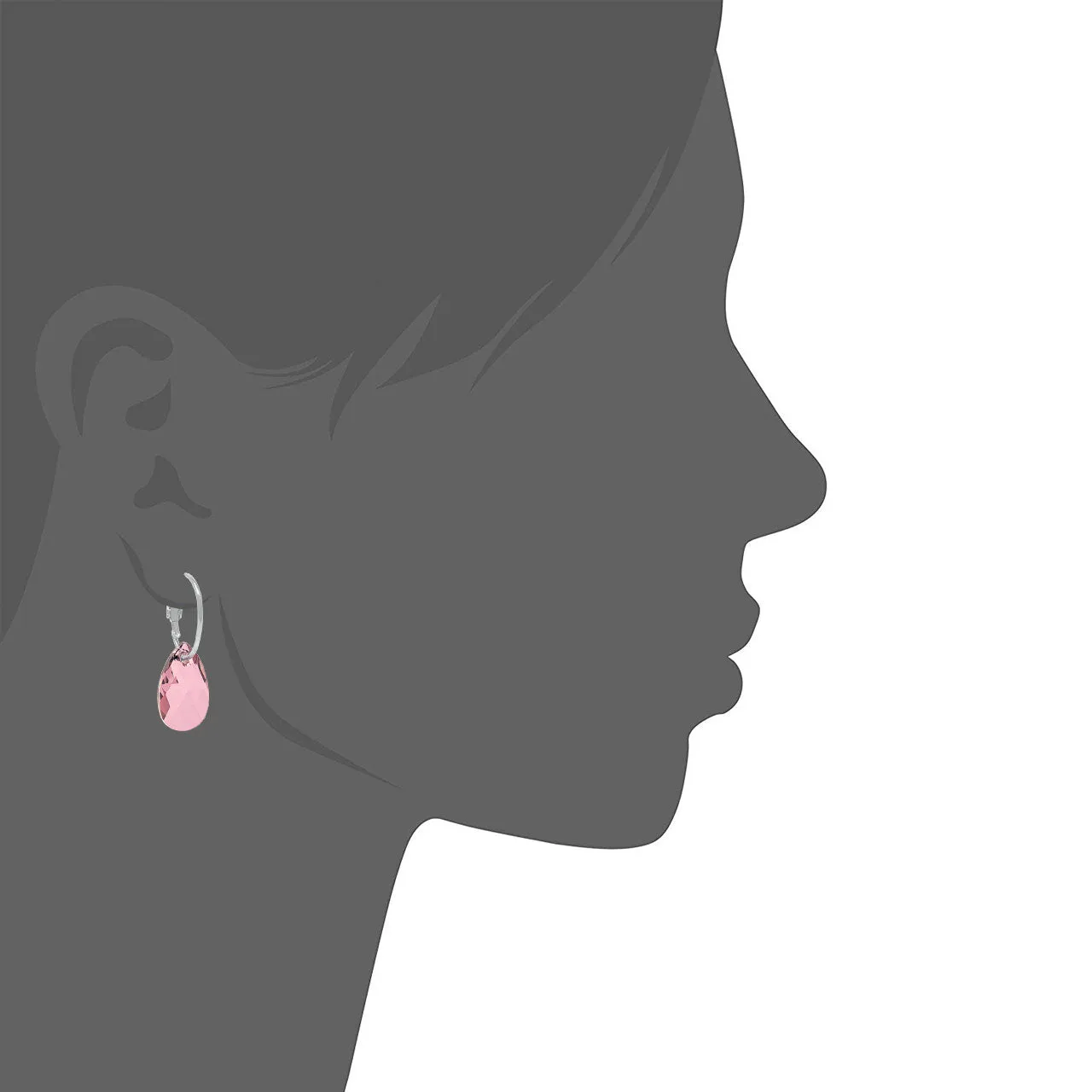 Aurora Small Drop Earrings with Beige Antique Pink Pear Crystals from Swarovski Silver Toned Rhodium Plated