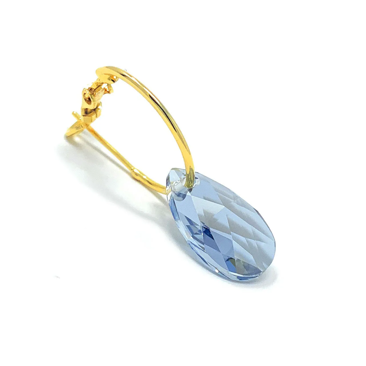 Aurora Small Drop Earrings with Grey Blue Shade Pear Crystals from Swarovski Gold Plated