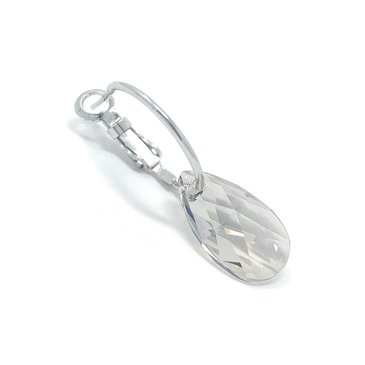 Aurora Small Drop Earrings with Grey Silver Shade Pear Crystals from Swarovski Silver Toned Rhodium Plated