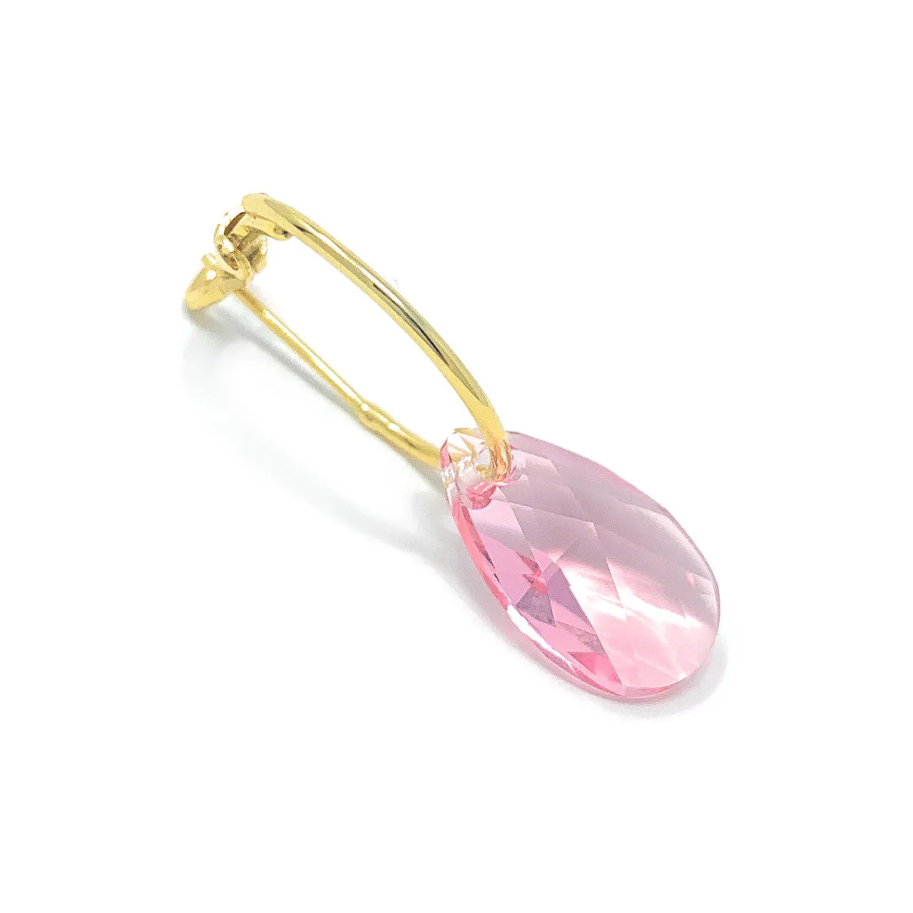Aurora Small Drop Earrings with Pink Light Rose Pear Crystals from Swarovski Gold Plated