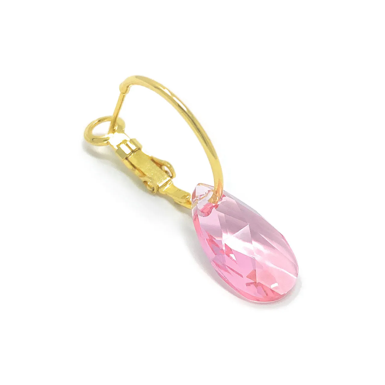 Aurora Small Drop Earrings with Pink Light Rose Pear Crystals from Swarovski Gold Plated