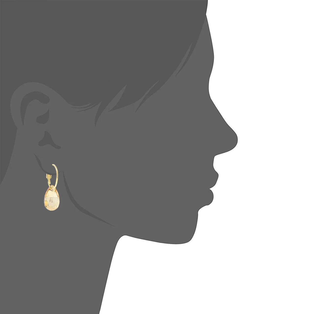 Aurora Small Drop Earrings with Yellow Beige Golden Shadow Pear Crystals from Swarovski Gold Plated