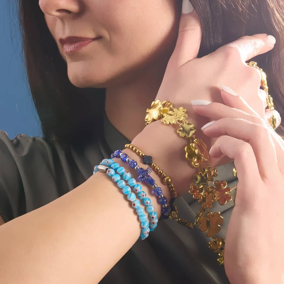 Azzurro | Silver | Millefiori Wrap