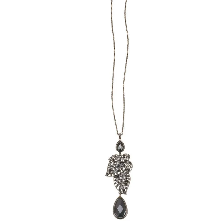 BALCK FACETED STONE CRYSTAL  NECKLACES #306BK1401 (5A3/6E1/2C4)