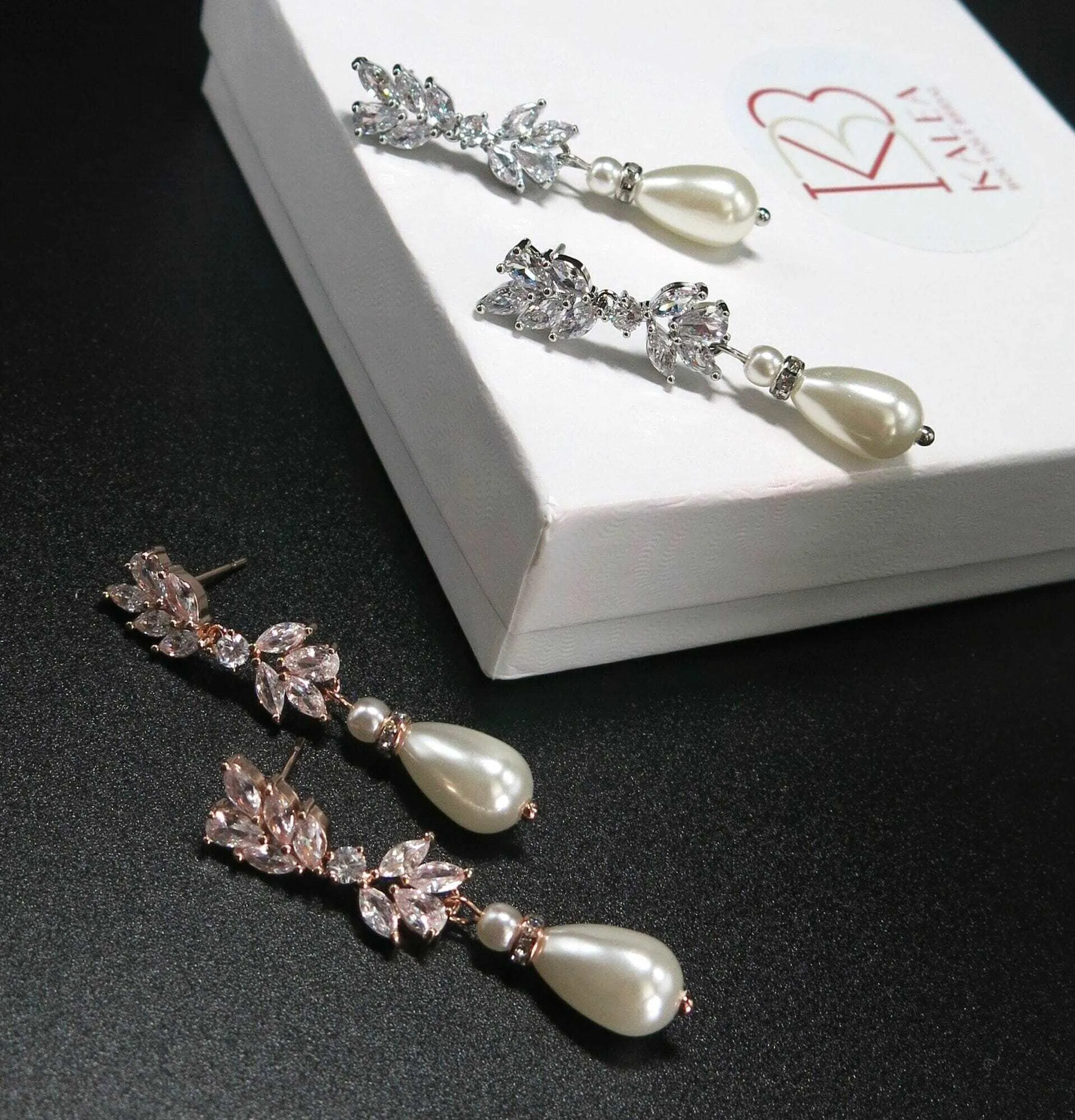 Baroque Pearl Crystal Earrings, Bridal Pearl Drop Ear Studs, Diamond Gem Dangle Wedding Pearl Earrings, Bridesmaid CZ Tassel Copper Earrings