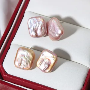 Baroque Square Pearl Earrings