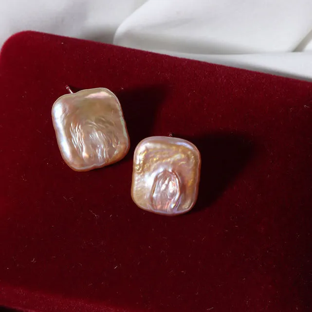 Baroque Square Pearl Earrings