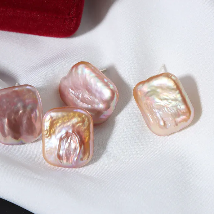 Baroque Square Pearl Earrings