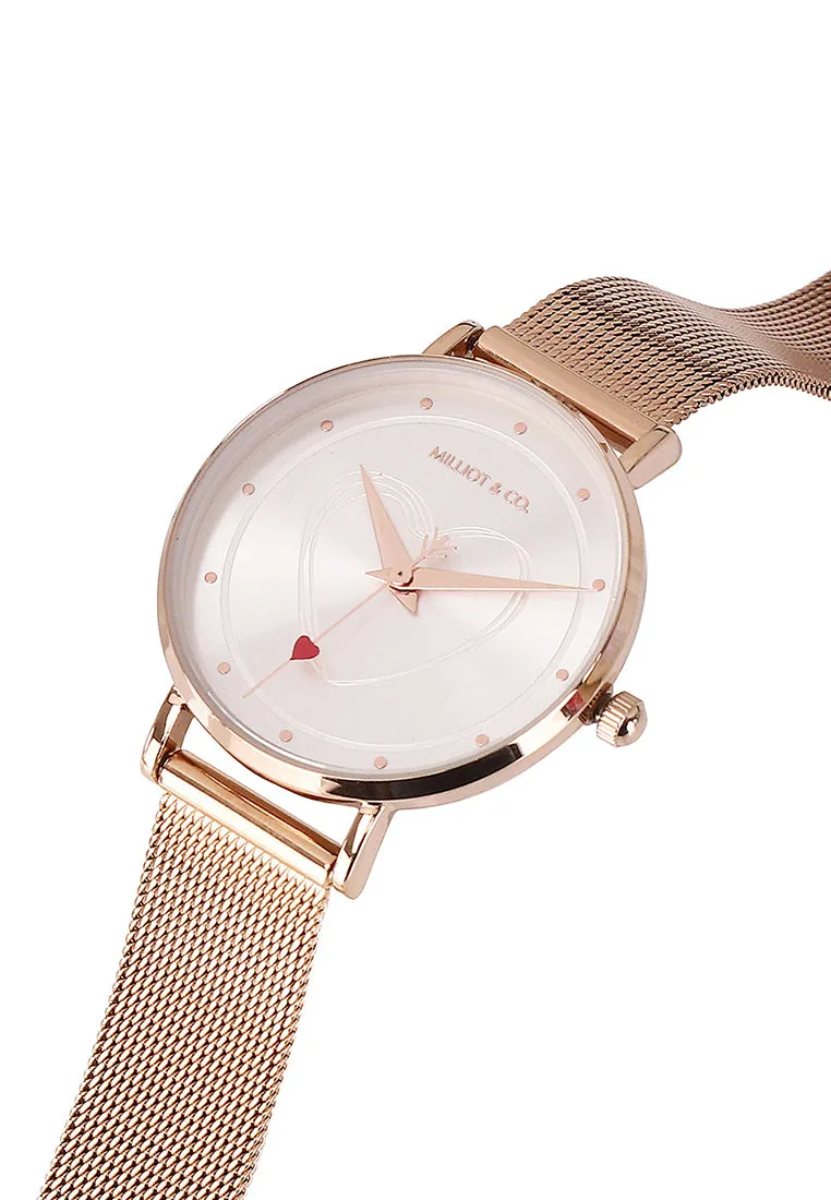 Be My Love  Rose Gold Mesh Analogue Watch (Silver)