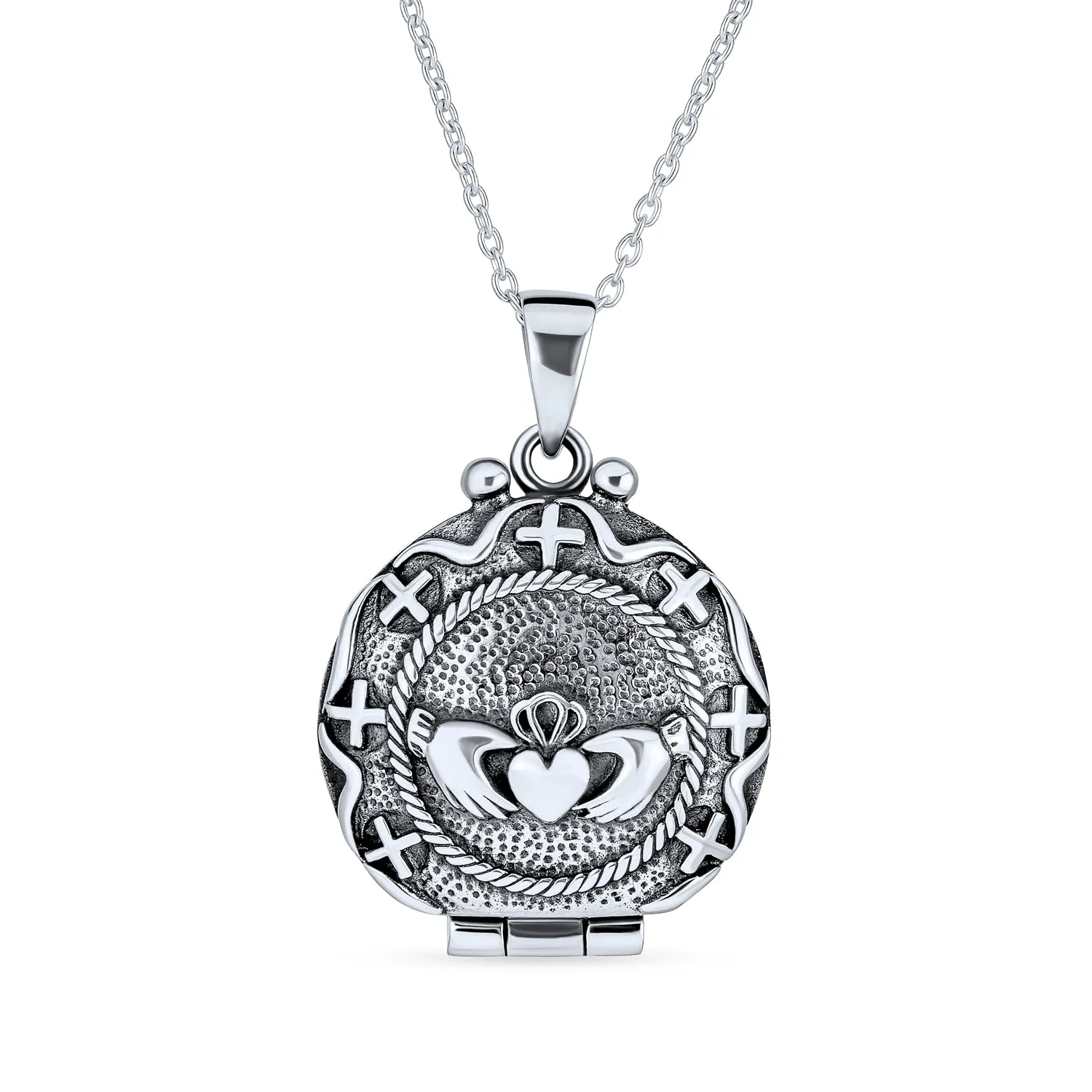BFF Vintage Clover Celtic Irish Claddagh Locket Necklace Silver Diffuser