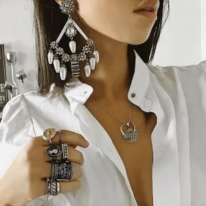 Big Drop Simulated-Pearl Pendants Earrings