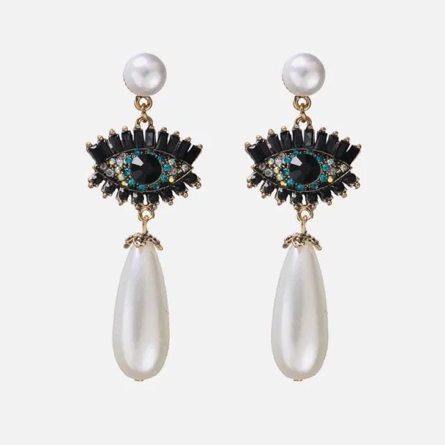 Big Drop Simulated-Pearl Pendants Earrings
