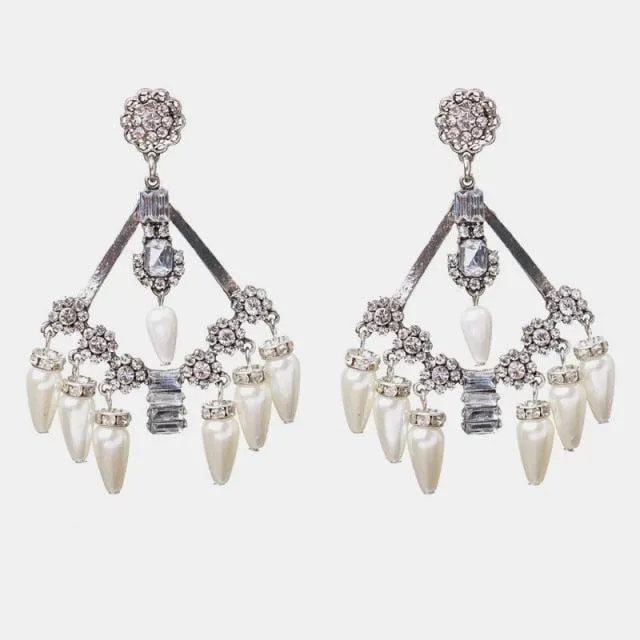 Big Drop Simulated-Pearl Pendants Earrings