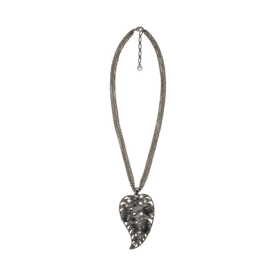 BLACK FACETED STONE WHITE CRYSTAL HEMATITE  NECKLACES #306BK1501 (5A3/3D1/6E1)
