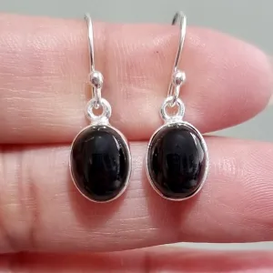Black Onyx Oval 10mm x 8mm 925 Silver Earrings, E7O