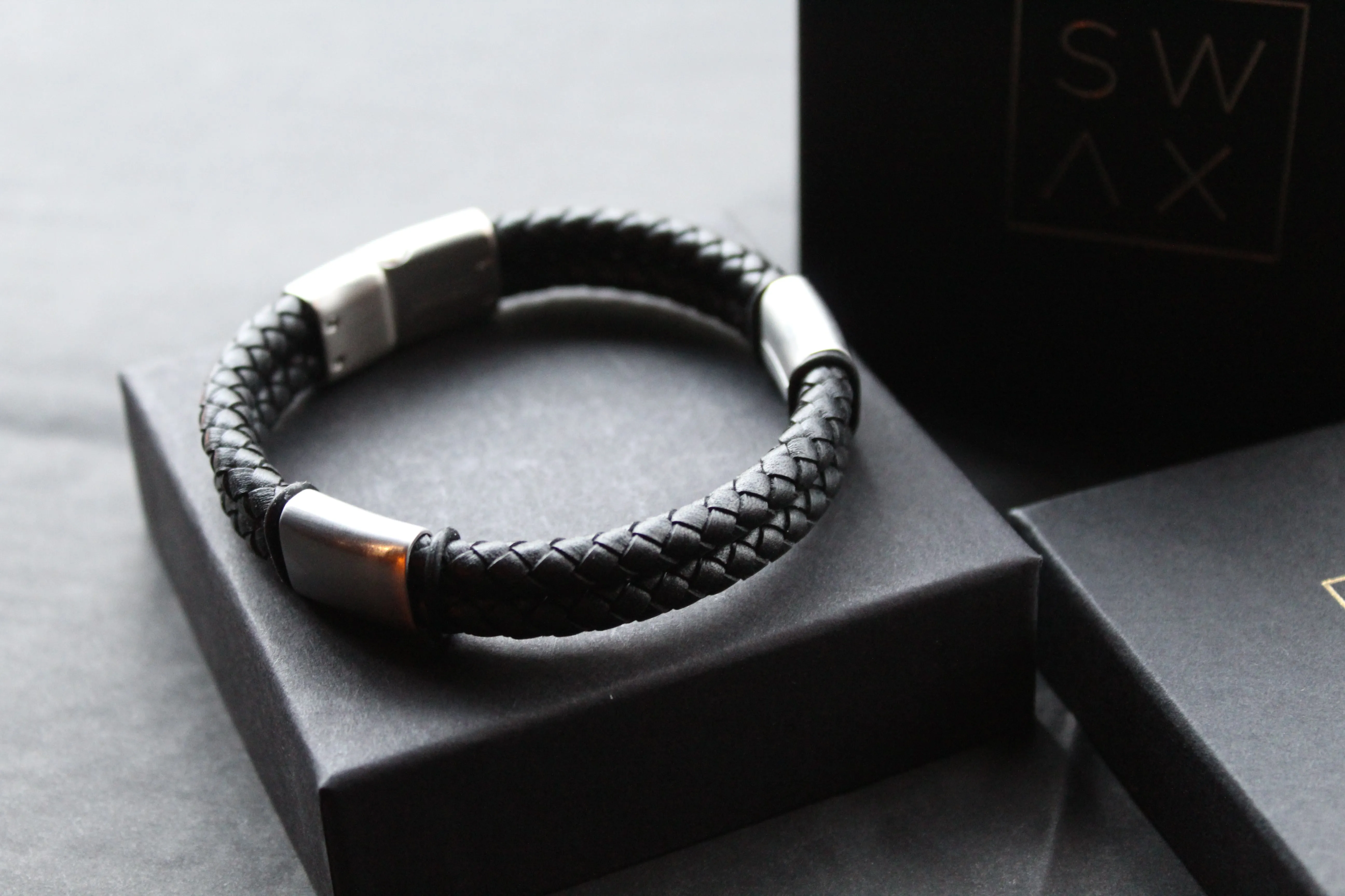 Black Stacked Braided Bracelet