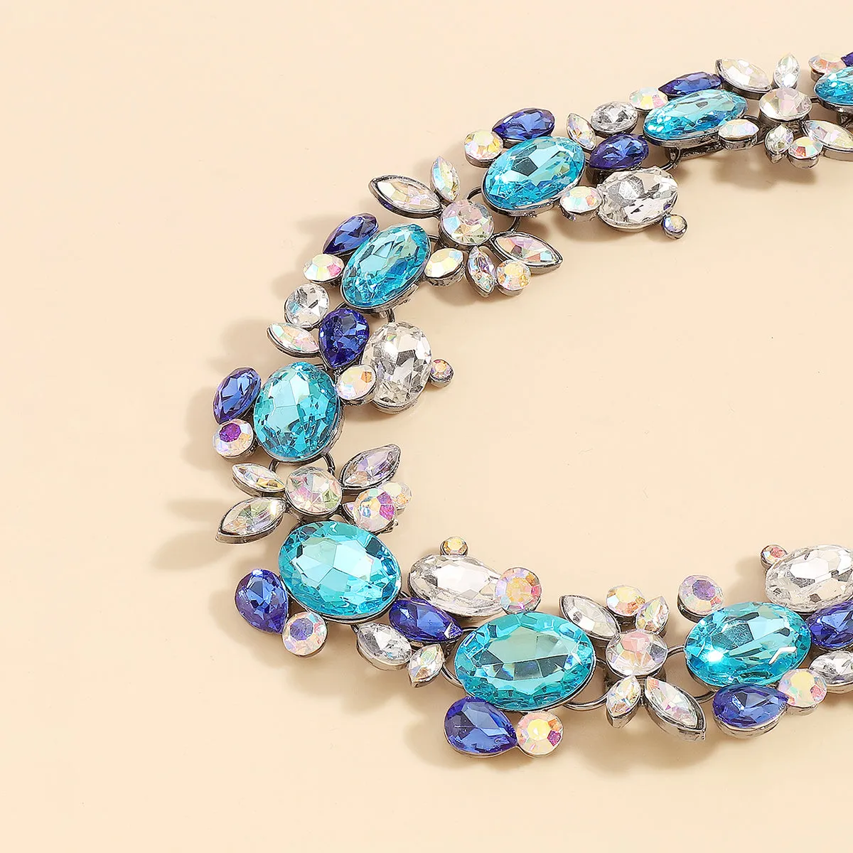 Blue & White Crystal Cluster Choker