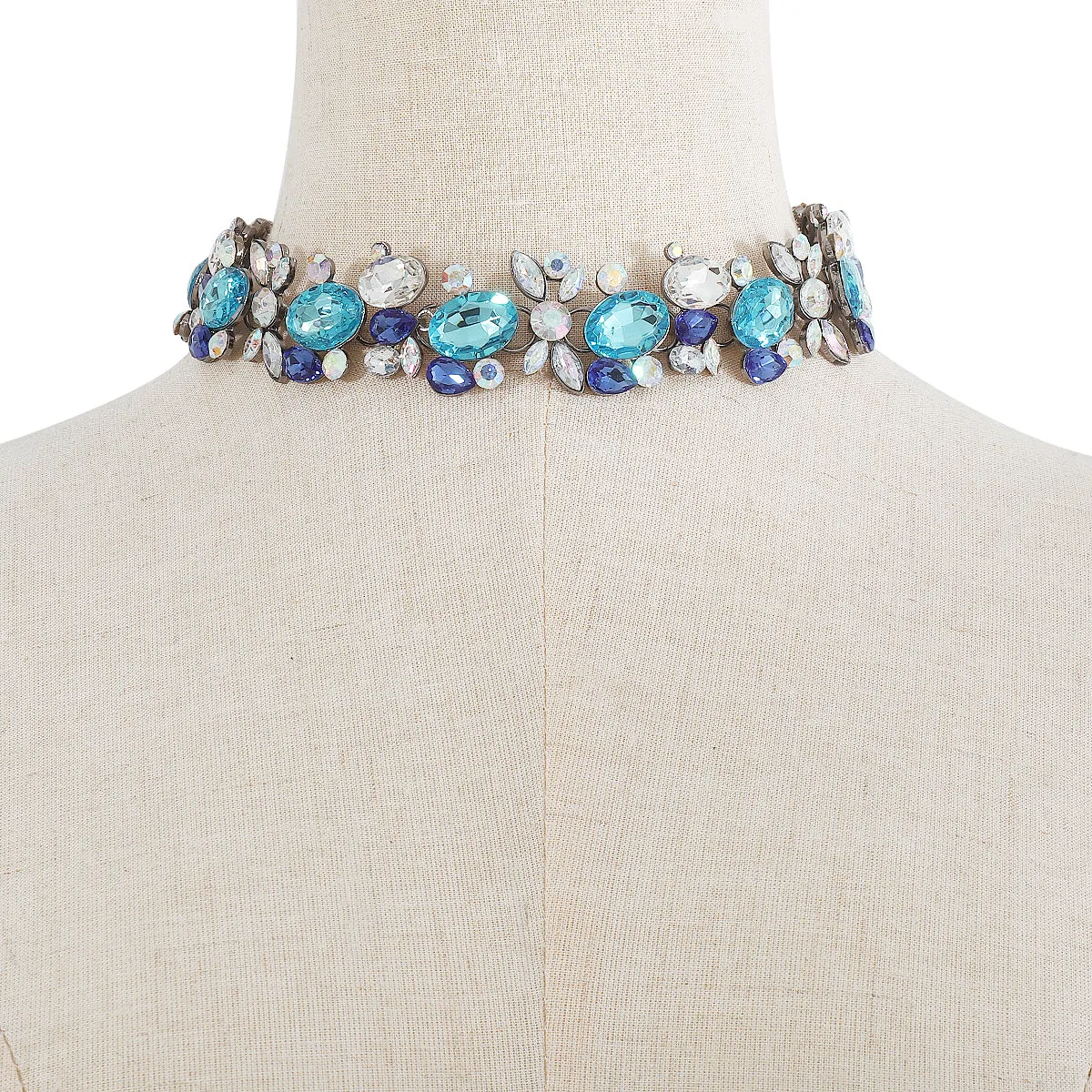Blue & White Crystal Cluster Choker