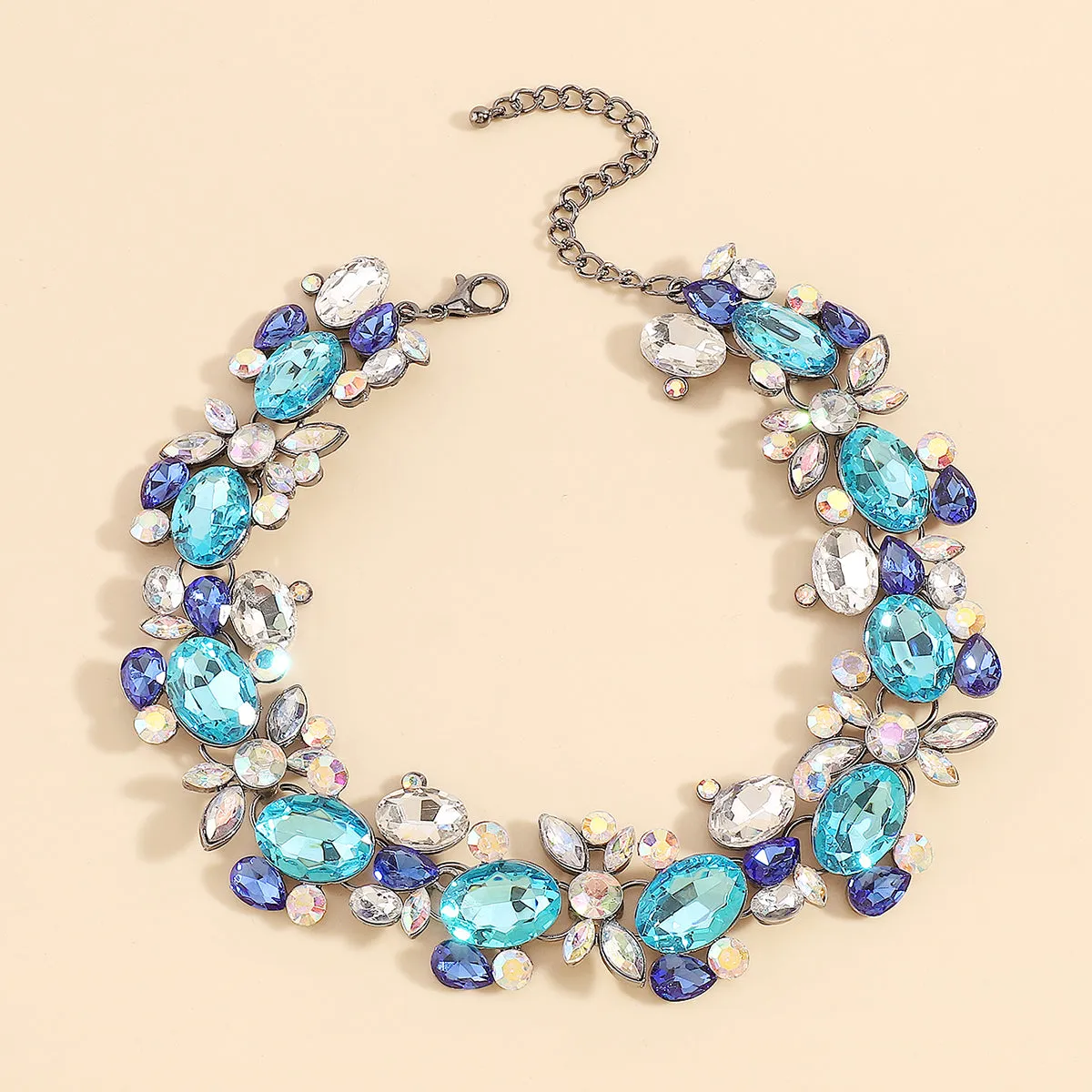 Blue & White Crystal Cluster Choker