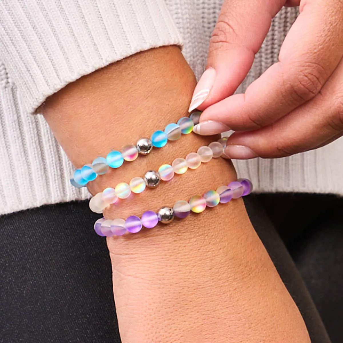 Blue Lemonade | Silver | Mermaid Glass Bead Bracelet