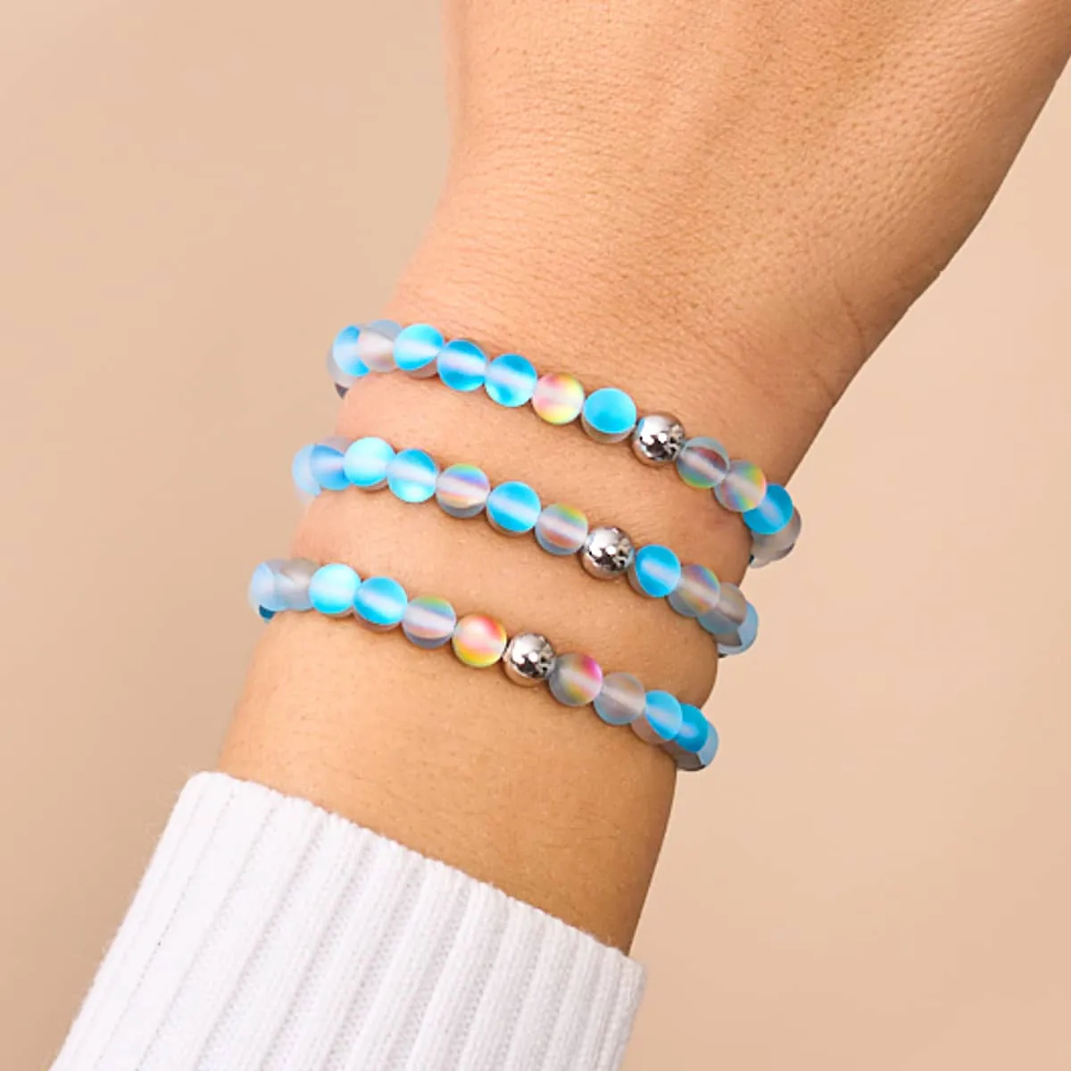 Blue Lemonade | Silver | Mermaid Glass Bead Bracelet
