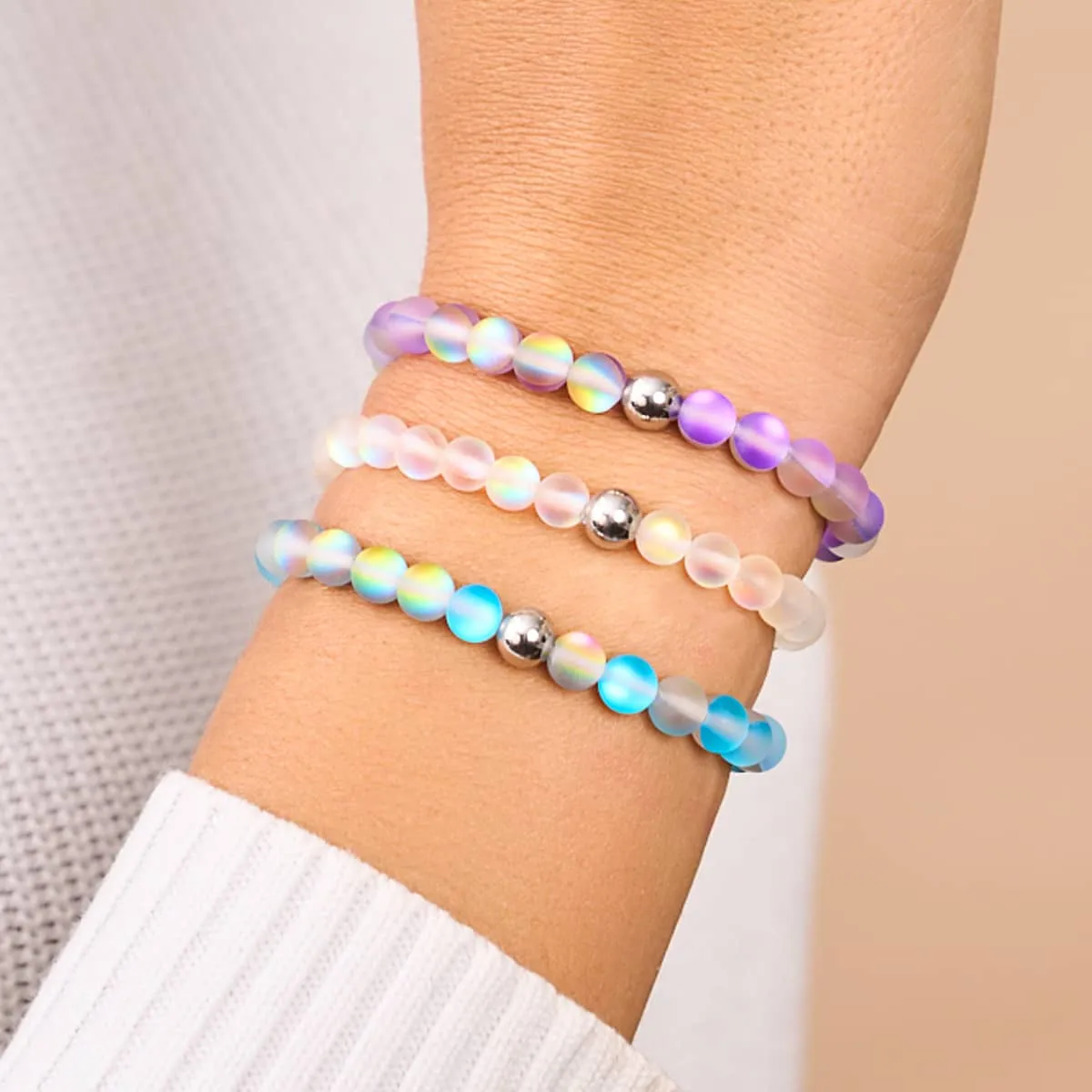 Blue Lemonade | Silver | Mermaid Glass Bead Bracelet