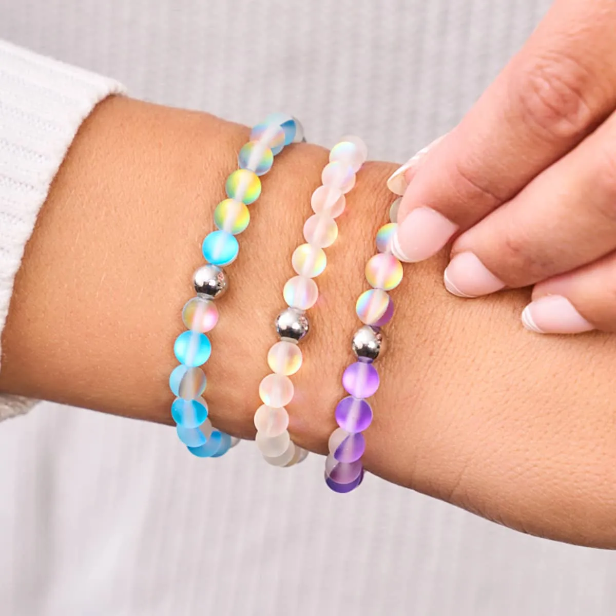Blue Lemonade | Silver | Mermaid Glass Bead Bracelet