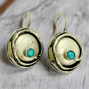 Blue Opal Coin Pearl Earrings - Eye Of The Storm.