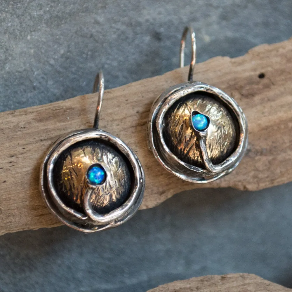 Blue Opal Coin Pearl Earrings - Eye Of The Storm.