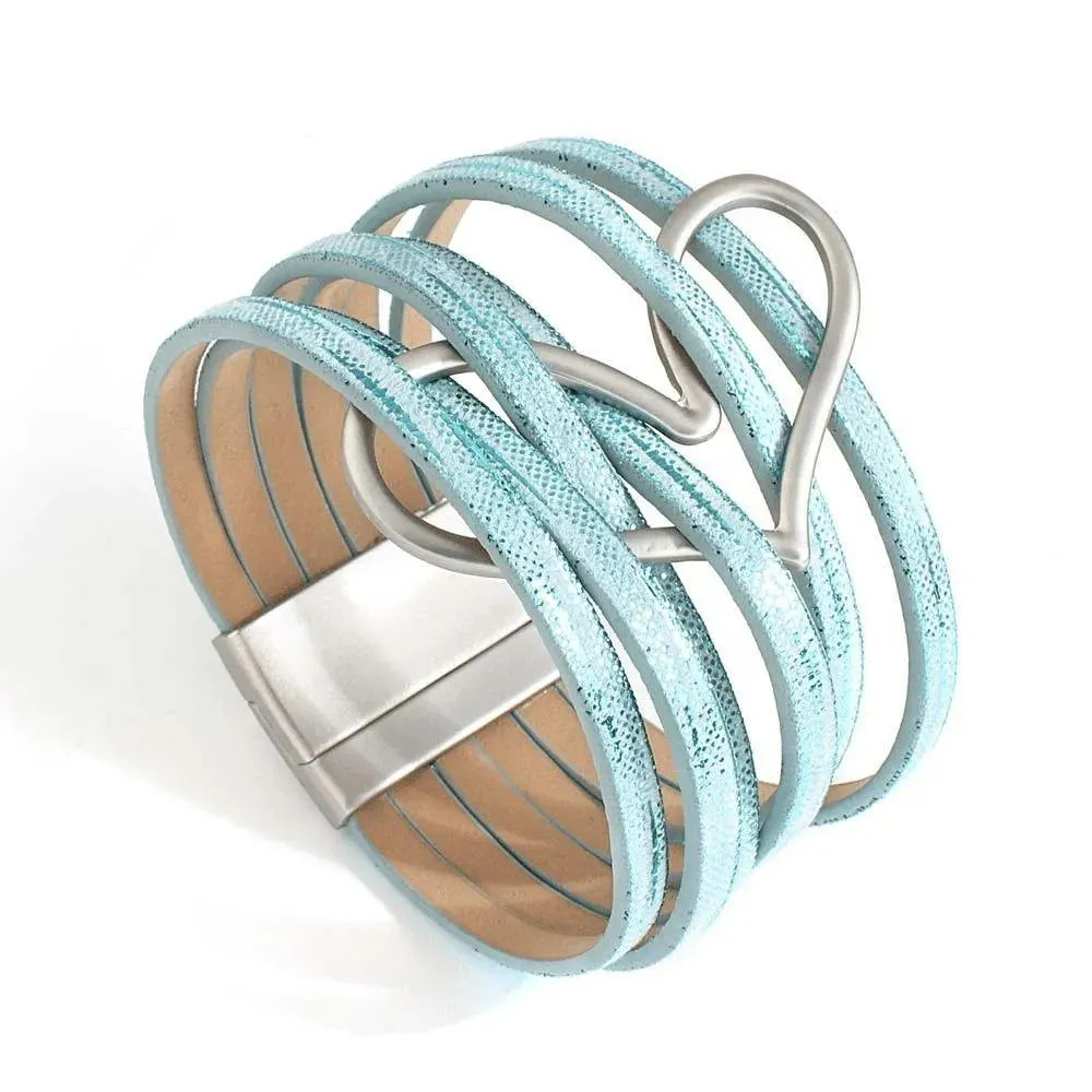 Bohemian Multi Strand Vegan Leather Magnetic Bracelet