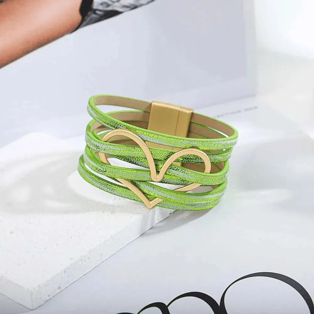 Bohemian Multi Strand Vegan Leather Magnetic Bracelet