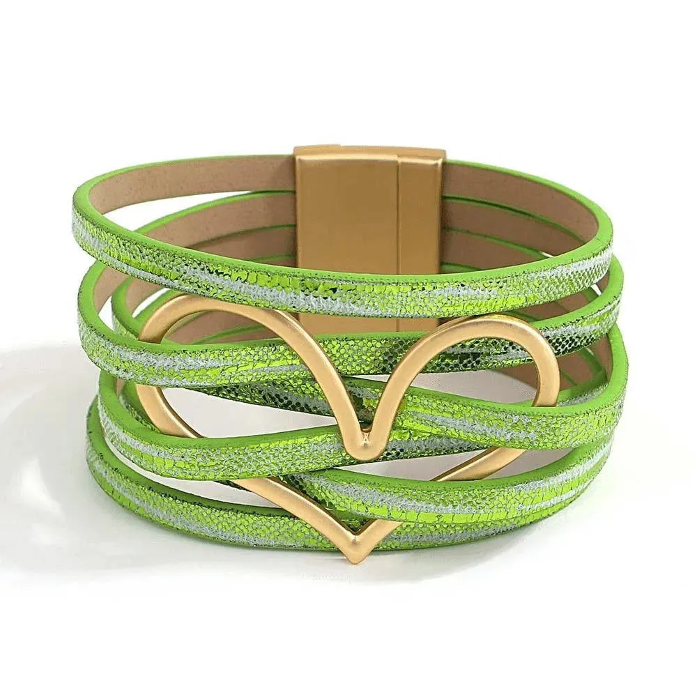 Bohemian Multi Strand Vegan Leather Magnetic Bracelet