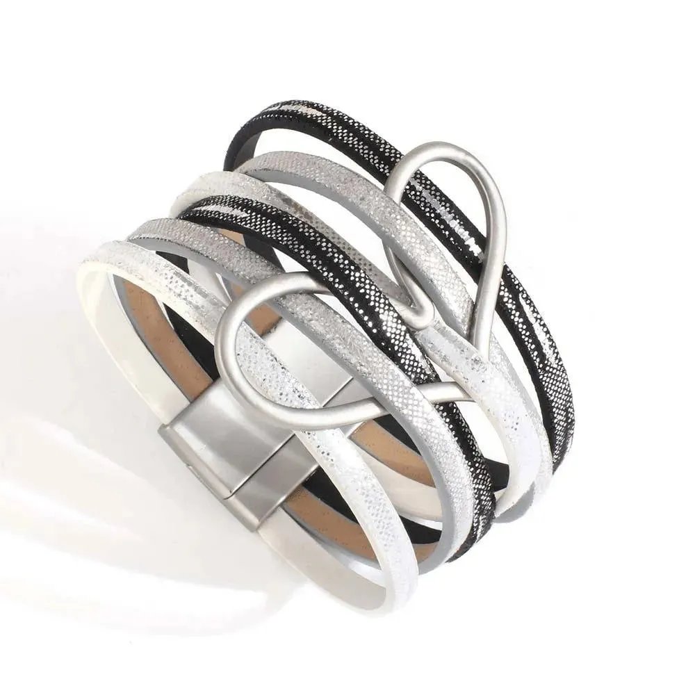 Bohemian Multi Strand Vegan Leather Magnetic Bracelet