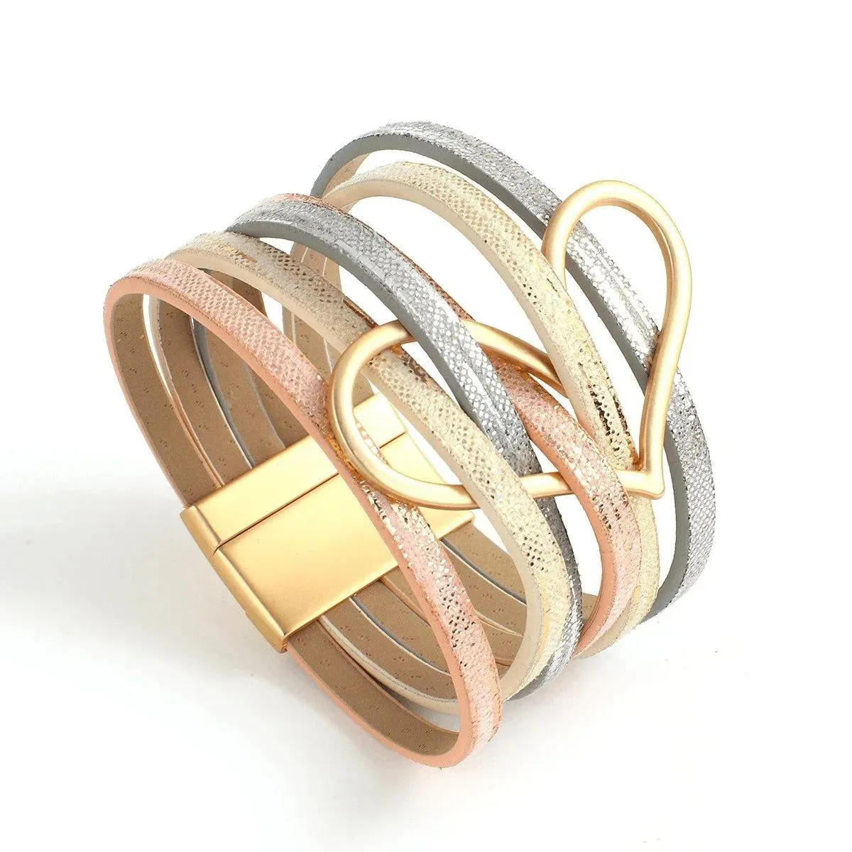 Bohemian Multi Strand Vegan Leather Magnetic Bracelet
