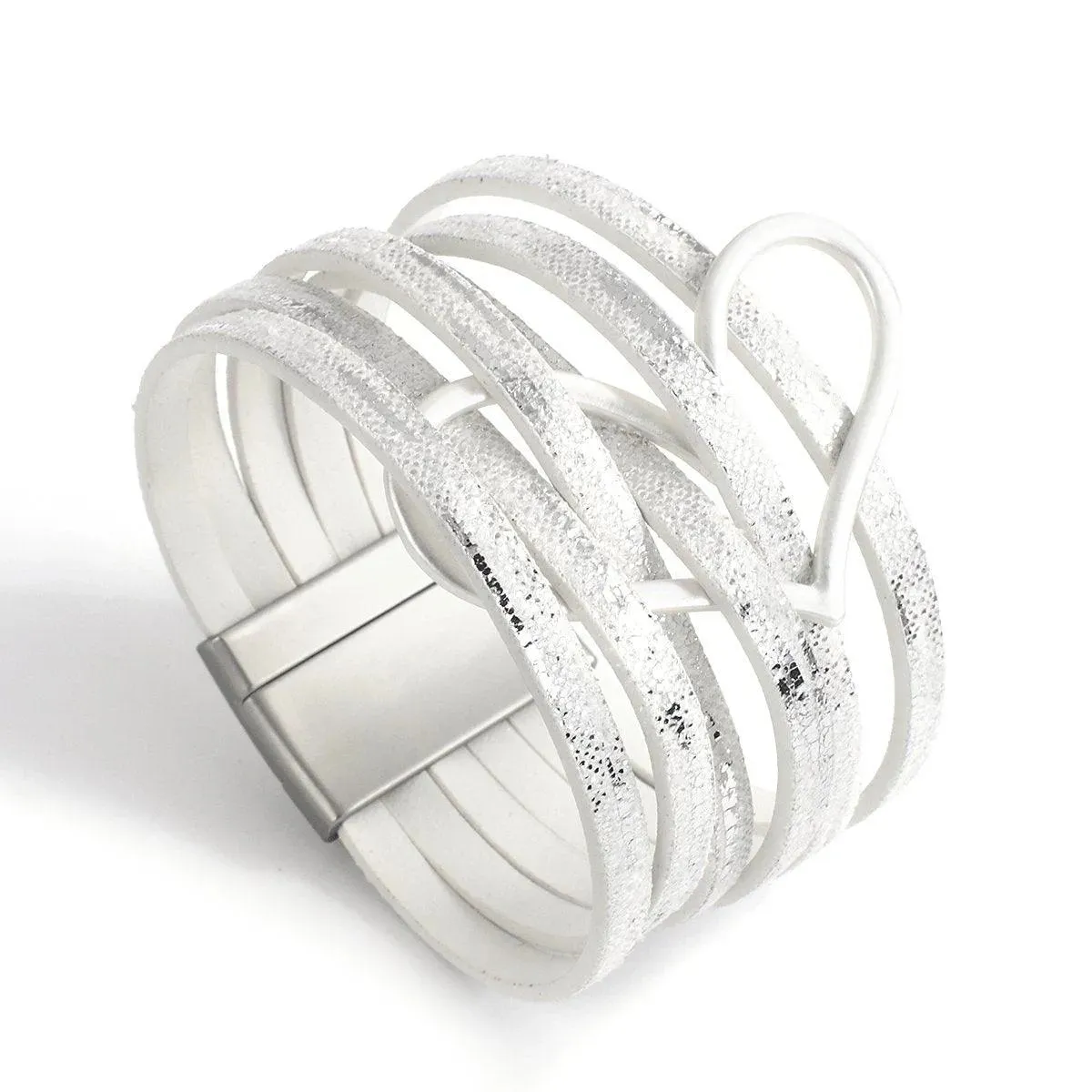 Bohemian Multi Strand Vegan Leather Magnetic Bracelet
