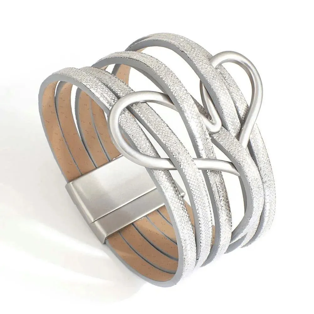 Bohemian Multi Strand Vegan Leather Magnetic Bracelet