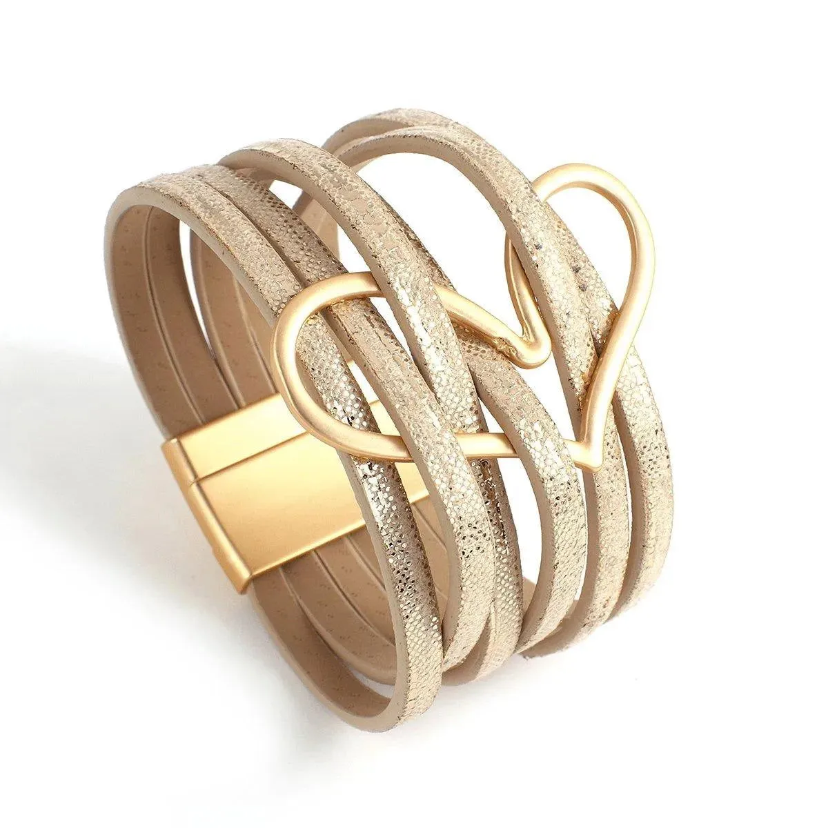 Bohemian Multi Strand Vegan Leather Magnetic Bracelet