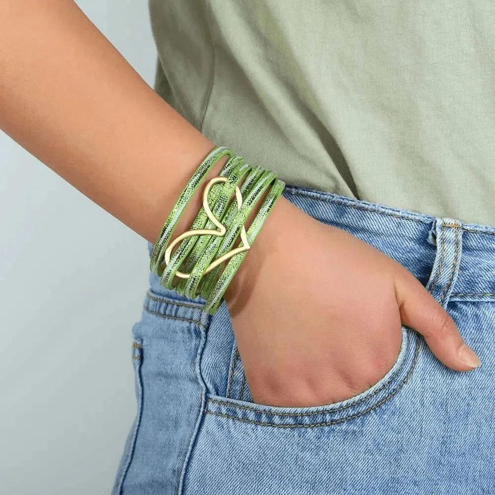 Bohemian Multi Strand Vegan Leather Magnetic Bracelet