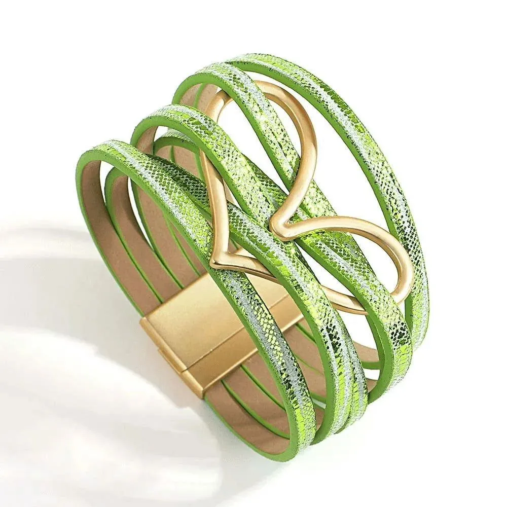 Bohemian Multi Strand Vegan Leather Magnetic Bracelet