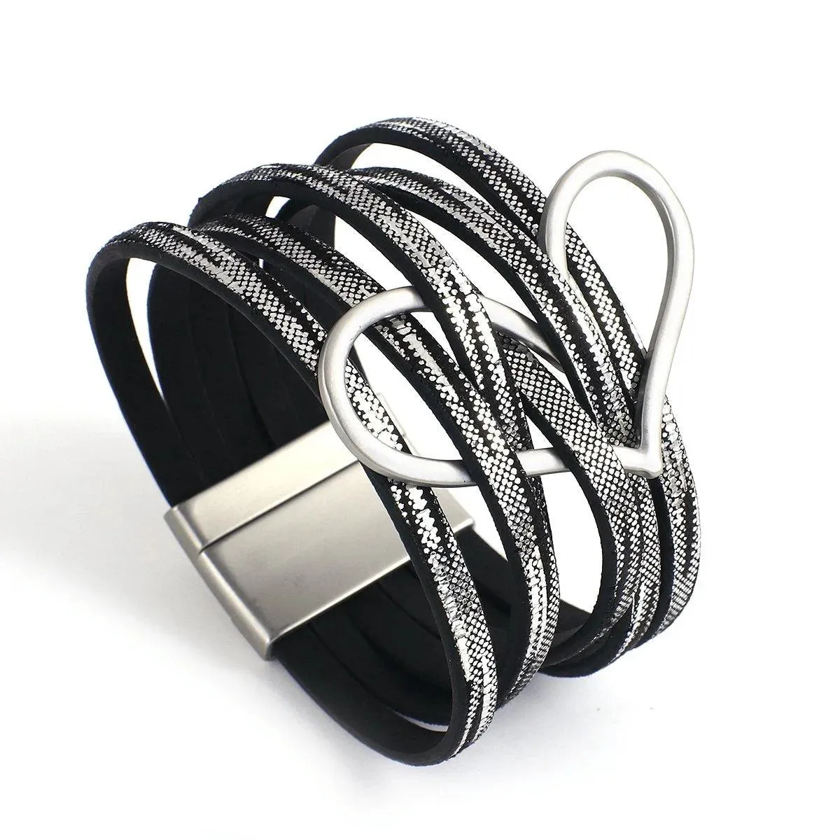 Bohemian Multi Strand Vegan Leather Magnetic Bracelet