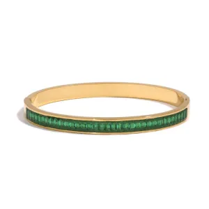 Boho & Mala Green Cubic Zirconia Gold Bangle