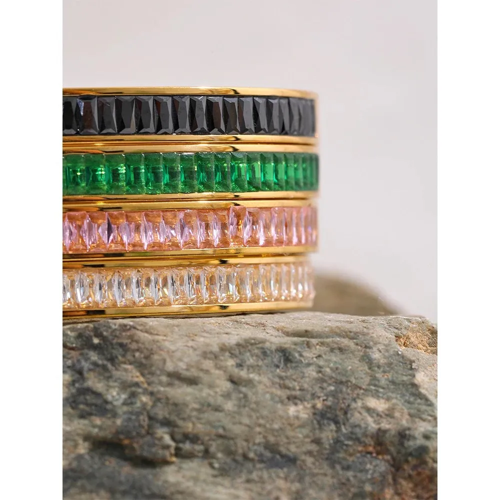 Boho & Mala Green Cubic Zirconia Gold Bangle