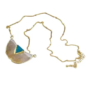 Boho & Mala Natural Agate Stone Blue Necklace TN100131