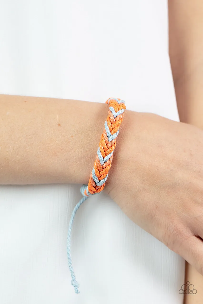 Born to Travel - Multi - Orange, Coral, Blue Braided Cord Paparazzi Pull-Cord Bracelet