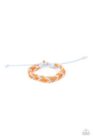 Born to Travel - Multi - Orange, Coral, Blue Braided Cord Paparazzi Pull-Cord Bracelet