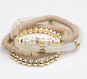 BOY MOM Tubular Bracelet Set - Taupe