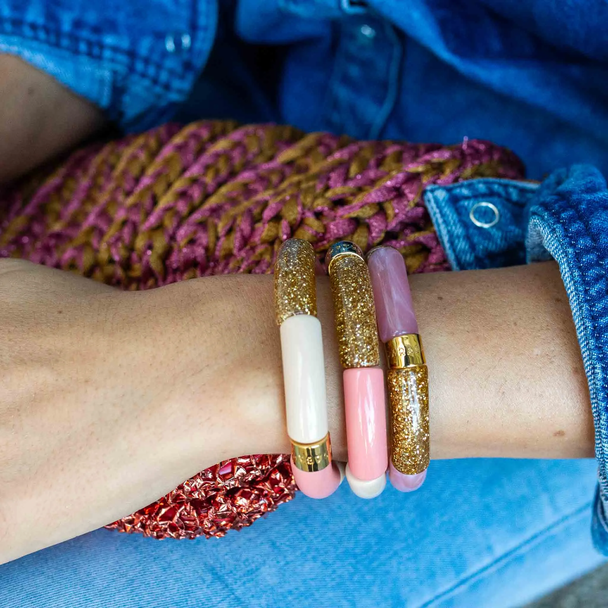 BRACELET PIPOCA ROSA-OURO 3
