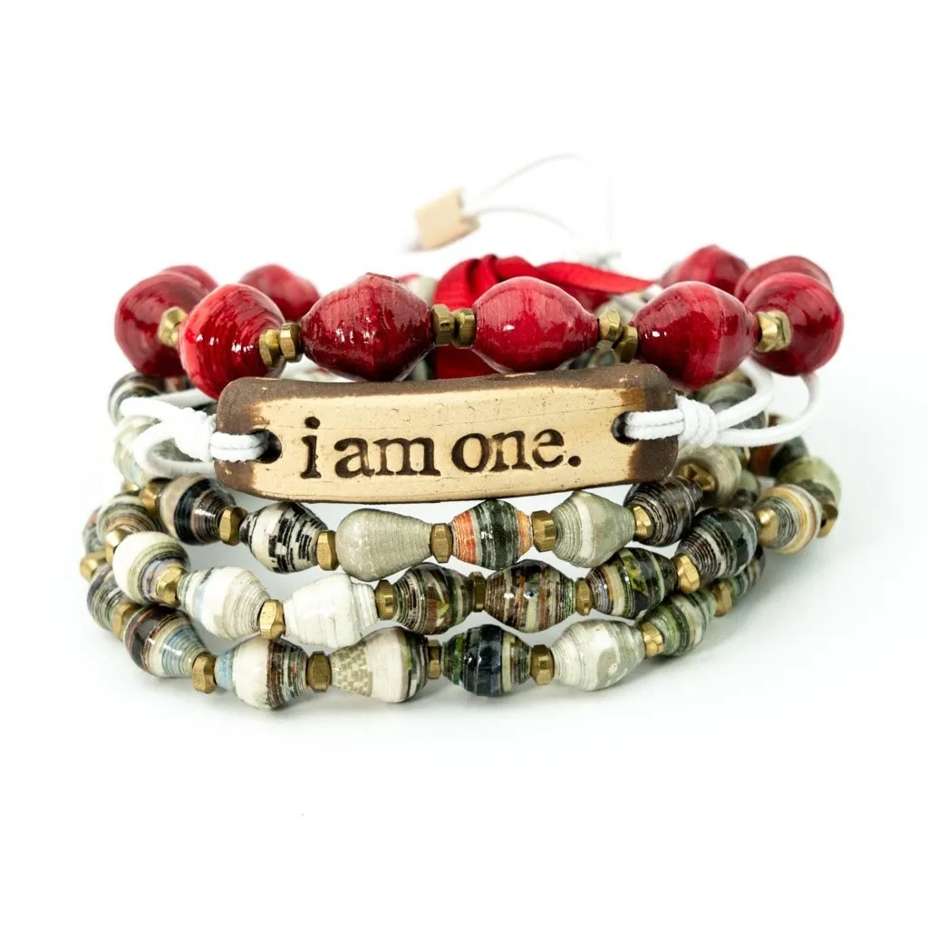 Bracelet - "i am one" MudLove Solid White